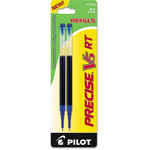 Refill For Pilot Precise V5 Rt Rolling Ball, Extra-fine Conical Tip, Blue Ink, 2/pack