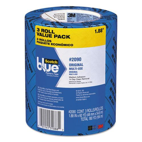 Original Multi-surface Painter's Tape, 3" Core, 1.88" X 60 Yds, Blue, 3/pack