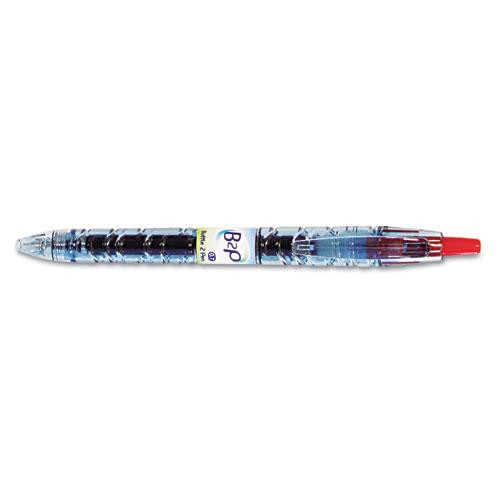 B2p Bottle-2-pen Recycled Gel Pen, Retractable, Fine 0.7 Mm, Red Ink, Translucent Blue Barrel