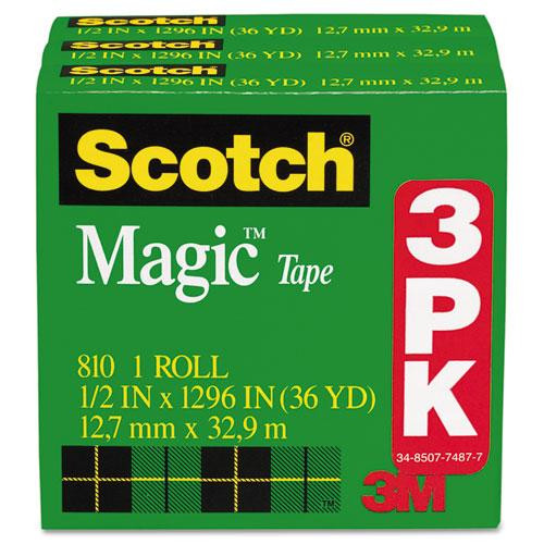 Magic Tape Refill, 1" Core, 0.5" X 36 Yds, Clear, 3/pack