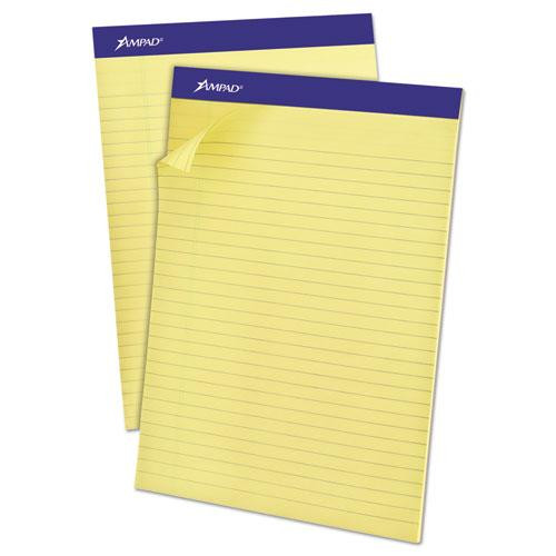 Recycled Writing Pads, Wide/legal Rule, Politex Green Kelsu Headband, 50 Canary-yellow 8.5 X 11.75 Sheets, Dozen