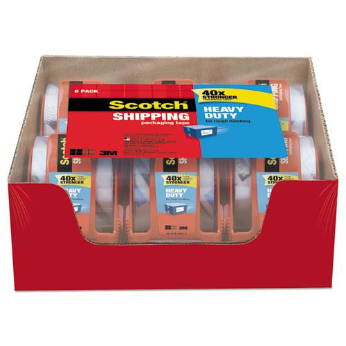 3850 Heavy-duty Packaging Tape With Dispenser, 1.5" Core, 1.88" X 66.66 Ft, Clear, 6/pack