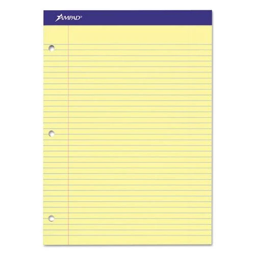 Double Sheet Pads, Medium/college Rule, 100 Canary-yellow 8.5 X 11.75 Sheets