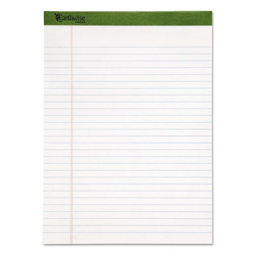 Earthwise By Ampad Recycled Writing Pad, Wide/legal Rule, Politex Green Headband, 50 White 8.5 X 11.75 Sheets, Dozen