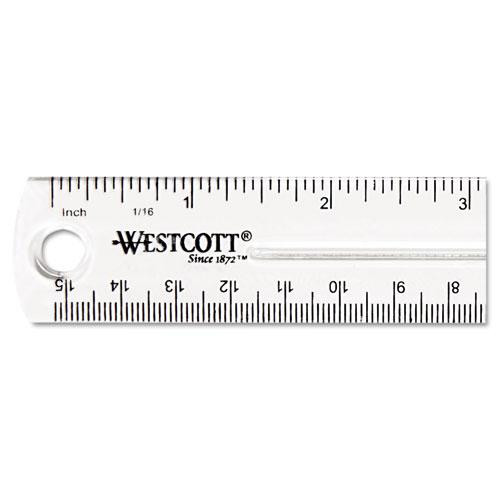 Transparent Shatter-resistant Plastic Ruler, Standard/metric, 6" Long, Clear