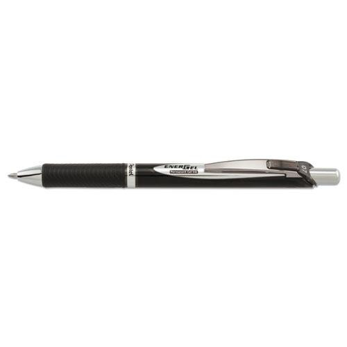 Energel Pro Permanent Ink Gel Pen, Retractable, Medium 0.7 Mm, Black Ink, Black Barrel