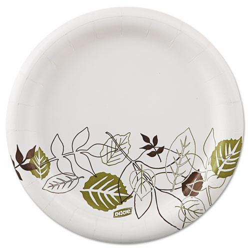 Pathways Soak-proof Shield Mediumweight Paper Plates, Wisesize, 6.88" Dia, Green/burgundy, 125/pack
