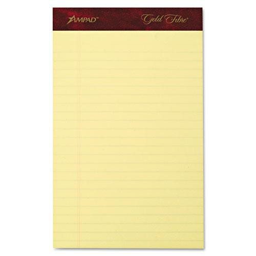 Gold Fibre Writing Pads, Narrow Rule, 50 Canary-yellow 5 X 8 Sheets, 4/pack