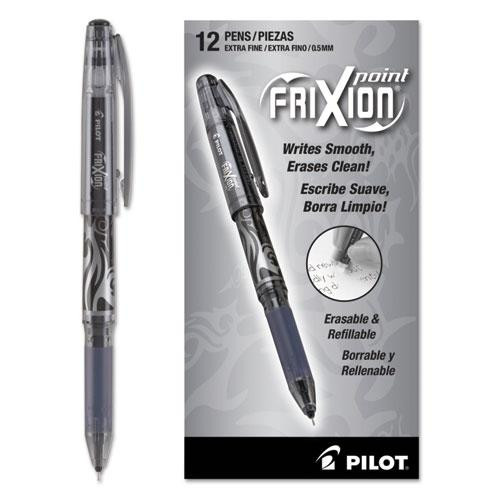 Frixion Point Erasable Gel Pen, Stick, Extra-fine 0.5 Mm, Black Ink, Black Barrel