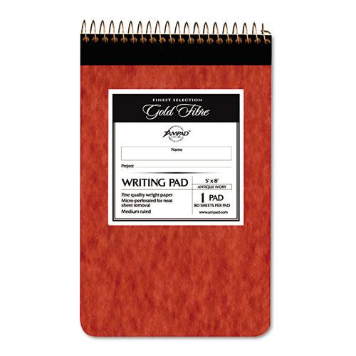 Gold Fibre Retro Wirebound Writing Pads, Medium/college Rule, Red Cover, 80 Antique Ivory 5 X 8 Sheets
