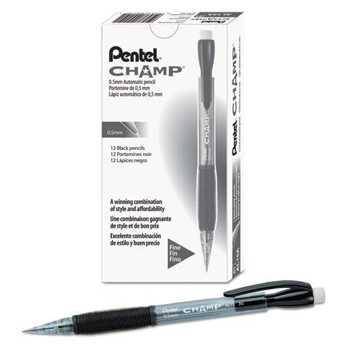 Champ Mechanical Pencil, 0.5 Mm, Hb (#2.5), Black Lead, Translucent Gray Barrel, Dozen