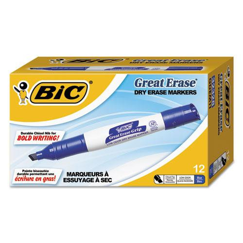 Intensity Low Odor Chisel Tip Dry Erase Marker, Broad Chisel Tip, Blue, Dozen
