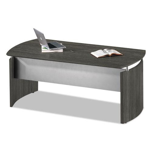 Medina Series Laminate Curved Desk Base, 72" X 36" X 29.5", Gray Steel