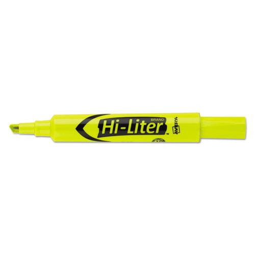 Hi-liter Desk-style Highlighters, Fluorescent Yellow Ink, Chisel Tip, Yellow/black Barrel, Dozen