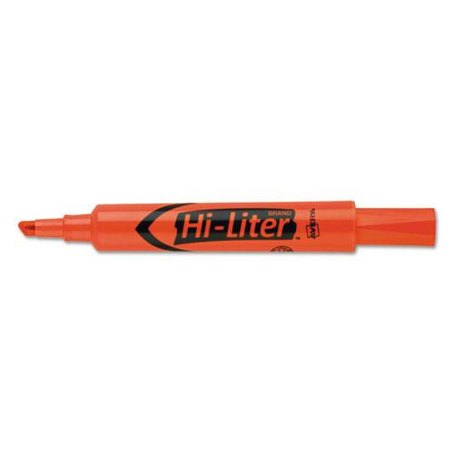 Hi-liter Desk-style Highlighters, Fluorescent Orange Ink, Chisel Tip, Orange/black Barrel, Dozen