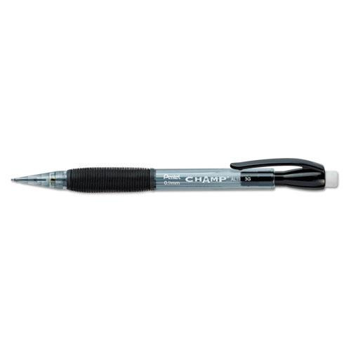 Champ Mechanical Pencil, 0.9 Mm, Hb (#2.5), Black Lead, Translucent Black Barrel, Dozen