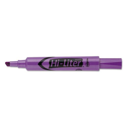 Hi-liter Desk-style Highlighters, Fluorescent Purple Ink, Chisel Tip, Purple/black Barrel, Dozen