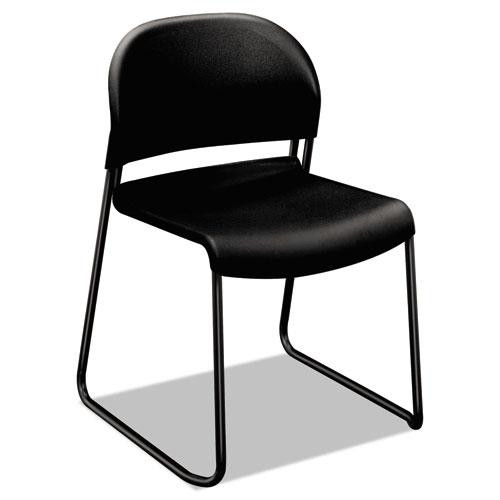 Gueststacker High Density Chairs, Supports Up To 300 Lb, 17.5" Seat Height, Onyx Seat, Onyx Back, Black Base, 4/carton