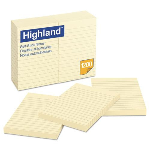 Self-stick Notes, Note Ruled, 4" X 6", Yellow, 100 Sheets/pad, 12 Pads/pack