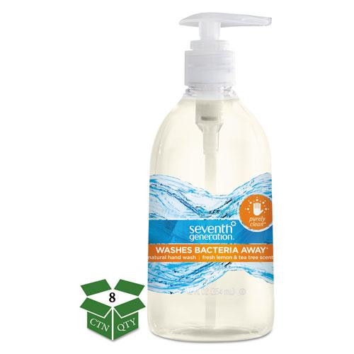 Natural Hand Wash, Purely Clean, Fresh Lemon And Tea Tree, 12 Oz Pump Bottle, 8/carton