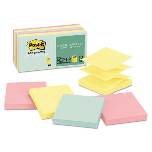 Original Pop-up Refill Value Pack, 3" X 3", Beachside Cafe Collection Colors, 100 Sheets/pad, 12 Pads/pack