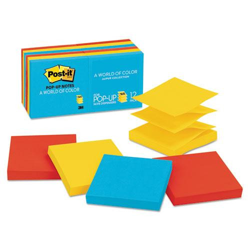 Original Pop-up Refill Value Pack, 3" X 3", Floral Fantasy Collection Colors, 100 Sheets/pad, 12 Pads/pack