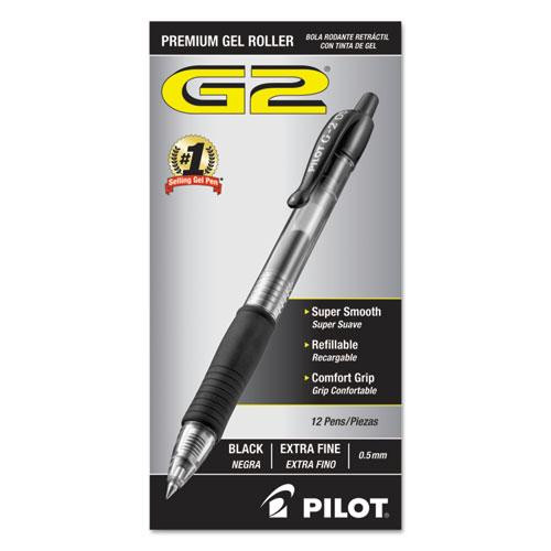 G2 Premium Gel Pen, Retractable, Extra-fine 0.5 Mm, Black Ink, Smoke Barrel, Dozen