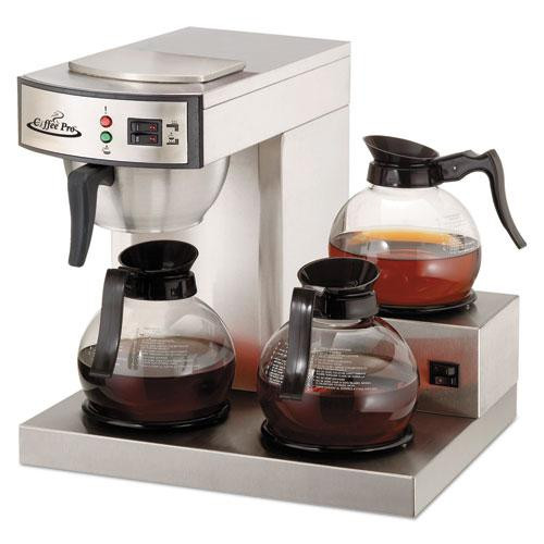 Three-burner Low Profile Institutional Coffee Maker, 36-cup, Stainless Steel