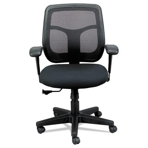 Apollo Mid-back Mesh Chair, 18.1" To 21.7" Seat Height, Silver Seat, Silver Back, Black Base