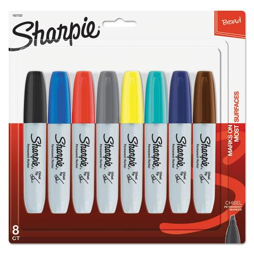 Chisel Tip Permanent Marker, Medium Chisel Tip, Assorted Fashion Colors, 8/pack