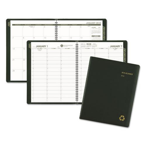 Recycled Weekly Vertical-column Format Appointment Book, 11 X 8.25, Green Cover, 12-month (jan To Dec): 2023