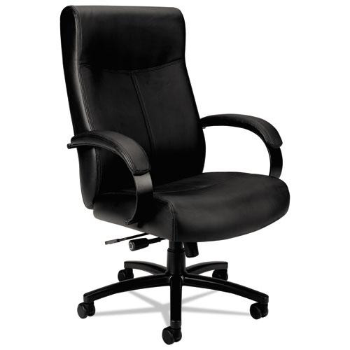 Validate Big And Tall Leather Chair, Supports Up To 450 Lb, 18.75" To 21.5" Seat Height, Black