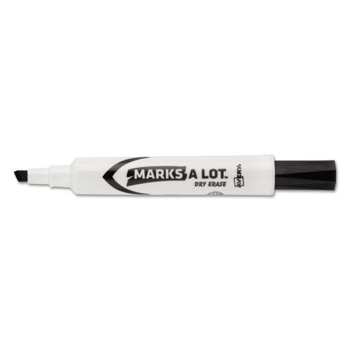 Marks A Lot Desk-style Dry Erase Marker, Broad Chisel Tip, Black, Dozen (24408)