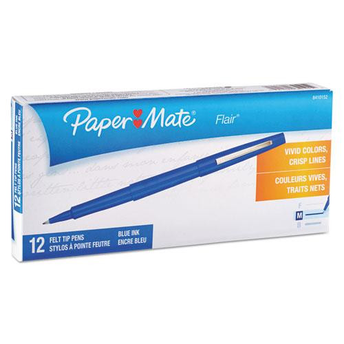 Point Guard Flair Felt Tip Porous Point Pen, Stick, Medium 0.7 Mm, Blue Ink, Blue Barrel, Dozen