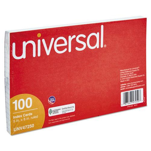 Ruled Index Cards, 5 X 8, White, 100/pack - UNV47250