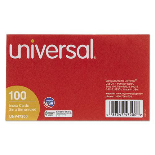 Unruled Index Cards, 3 X 5, White, 100/pack - UNV47200