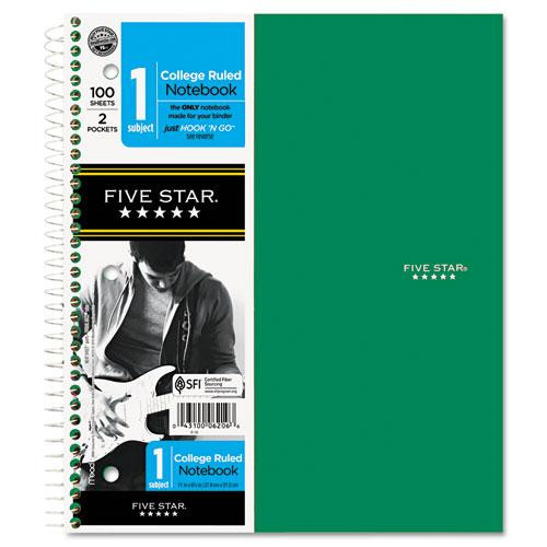 Wirebound Notebook, 1 Subject, Medium/college Rule, Green Cover, 11 X 8.5, 100 Sheets
