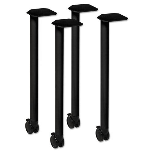 Huddle Series Post Leg Base With Casters, 1.75w X 1.75d X 28.38h, Black