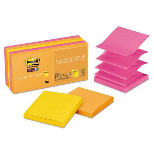 Pop-up 3 X 3 Note Refill, 3" X 3", Energy Boost Collection Colors, 90 Sheets/pad, 10 Pads/pack
