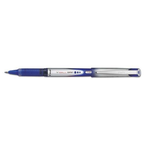 Vball Grip Liquid Ink Roller Ball Pen, Stick, Fine 0.7 Mm, Blue Ink, Blue/silver Barrel, Dozen