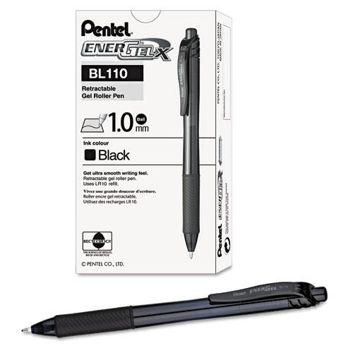 Energel-x Gel Pen, Retractable, Bold 1 Mm, Black Ink, Smoke Barrel, Dozen
