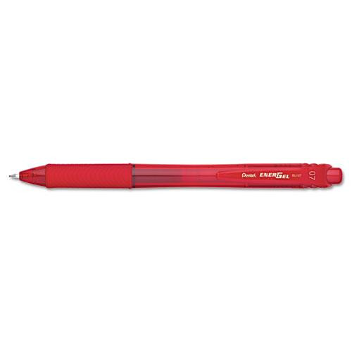 Energel-x Gel Pen, Retractable, Medium 0.7 Mm, Red Ink, Red Barrel, Dozen