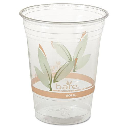 Bare Eco-forward Rpet Cold Cups, 16 Oz To 18 Oz, Leaf Design, Clear, 50/pack, 20 Packs/carton