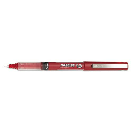 Precise V5 Roller Ball Pen, Stick, Extra-fine 0.5 Mm, Red Ink, Red Barrel, Dozen