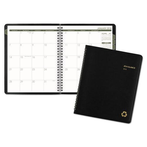 Recycled Monthly Planner With Perforated Memo Section, 8.75 X 7, Black Cover, 12-month (jan To Dec): 2023