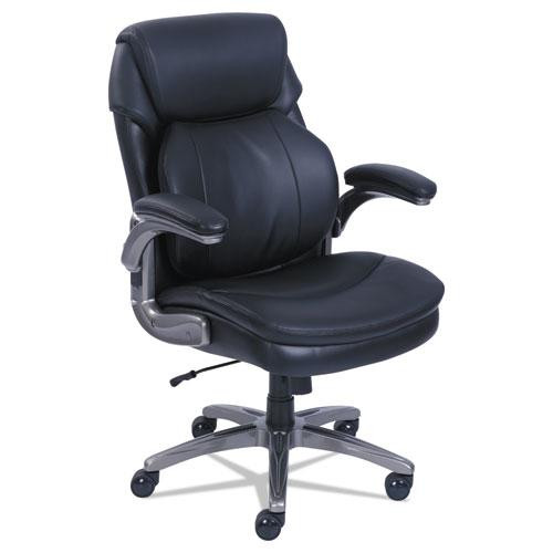Cosset Mid-back Executive Chair, Supports Up To 275 Lb, 18.5" To 21.5" Seat Height, Black Seat/back, Slate Base