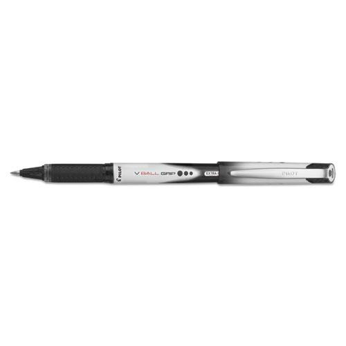 Vball Grip Liquid Ink Roller Ball Pen, Stick, Extra-fine 0.5 Mm, Black Ink, Black/white Barrel, Dozen