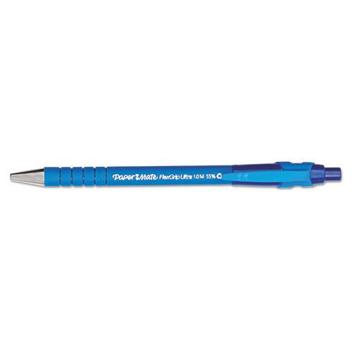 Flexgrip Ultra Ballpoint Pen, Retractable, Medium 1 Mm, Blue Ink, Blue Barrel, Dozen