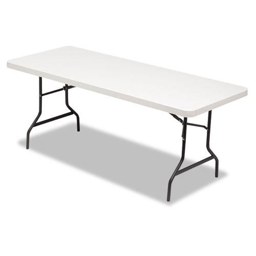 Resin Rectangular Folding Table, Square Edge, 72w X 30d X 29h, Platinum