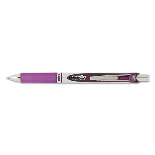 Energel Rtx Gel Pen, Retractable, Medium 0.7 Mm, Violet Ink, Violet/gray Barrel